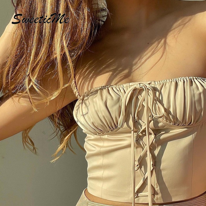 Áo Hai Dây Mỏng Xếp Ly Thắt Nơ Gợi Cảm Cho Nữ Mã 2021 | BigBuy360 - bigbuy360.vn