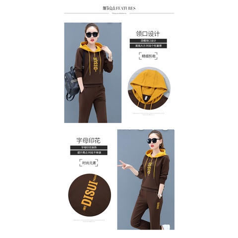 Bộ áo hoodie + quần dài thể thao chạy bộ dáng rộng phong cách Hàn Quốc mới size lớn thời trang thu đông cho nữ | BigBuy360 - bigbuy360.vn