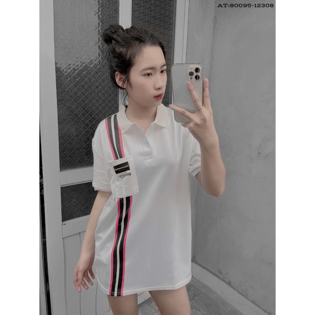 Áo Phông Polo Mikenco phối kẻ sọc túi khóa siêu sang chảnh, Áo thun Polo Nam Nữ Unisex Hottrend 2022
