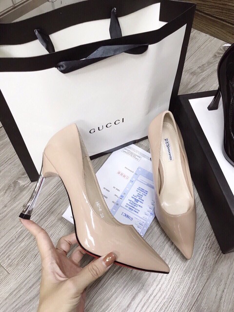 Giày cao gót da bóng gót kim loại 11cm