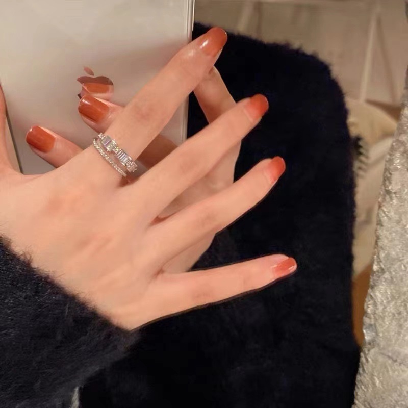 Nhẫn Hai Lớp Đính Đá Zircon Thời Trang Dành Cho Nữ