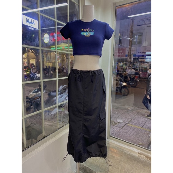 CHÂN VÁY DÙ DÀI Y2K NYLON CARGO SKIRT CESAR