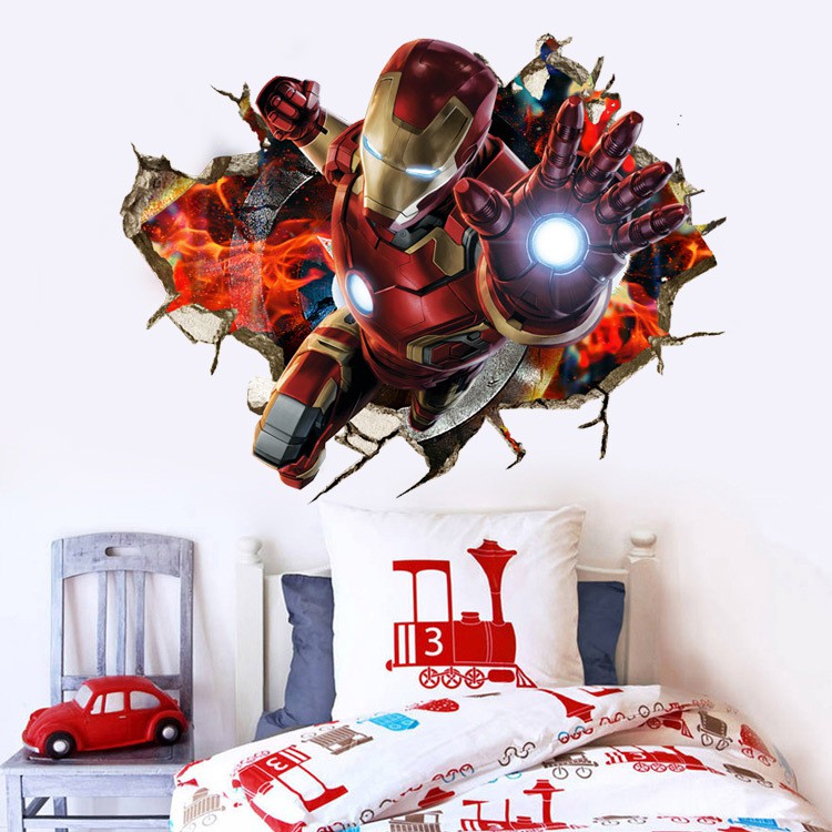Decal 3D Iron man - Biệt đội siêu anh hùng Marvel - Decal Người sắt
