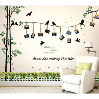 decal dán tường combo cây treo ảnh và hàng rào