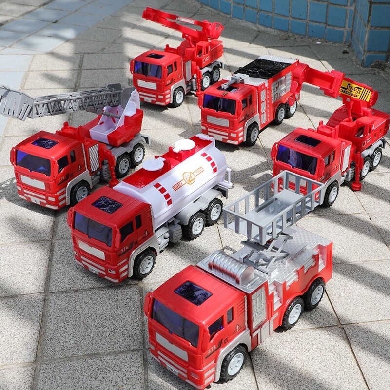 Đồ chơi xe cứu hoả, set 6 xe cứu hoả cỡ lớn chạy đà cho bé, xe cứu hoả thành phố