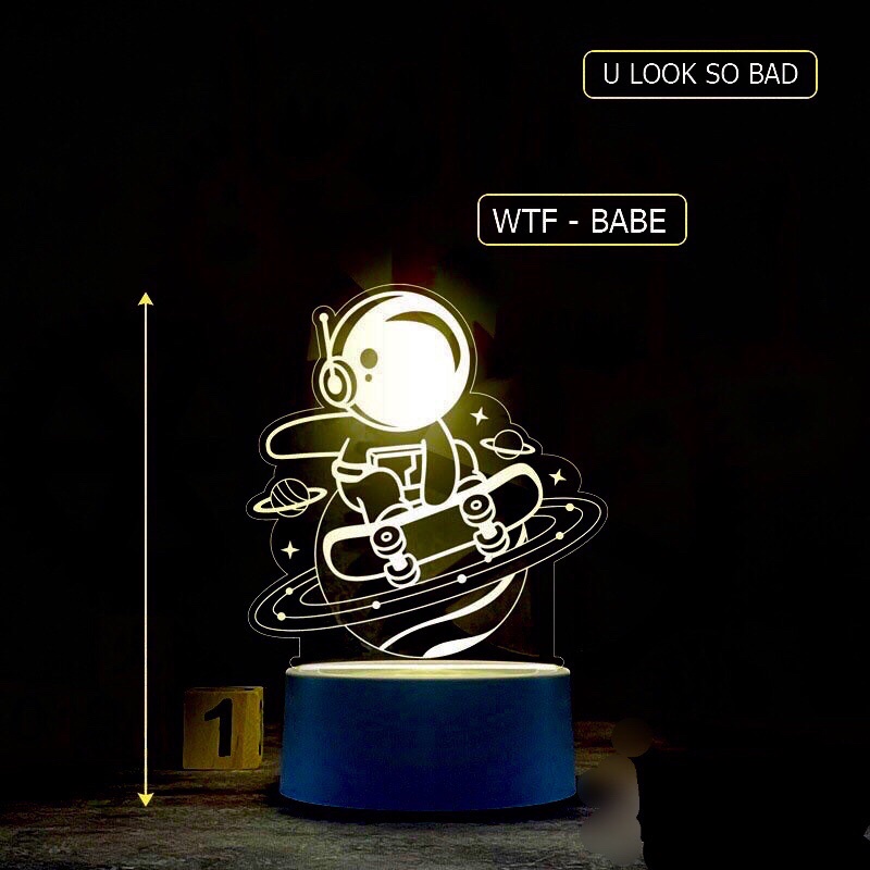 Đèn led 3D 16 Màu Remote Điều Khiển để bàn trang trí decor phòng ngủ hình anime, phi hành gia, spaceman