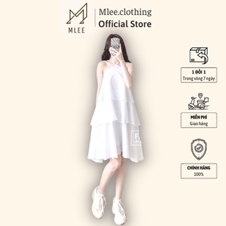 Đầm Trắng Cổ Yếm Chất Lụa Ba Tầng Mlee.Clothing Q084