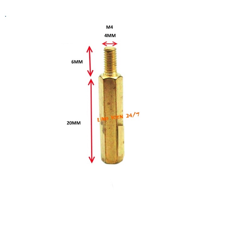 10 Trụ đồng lục giác M4 đực - cái