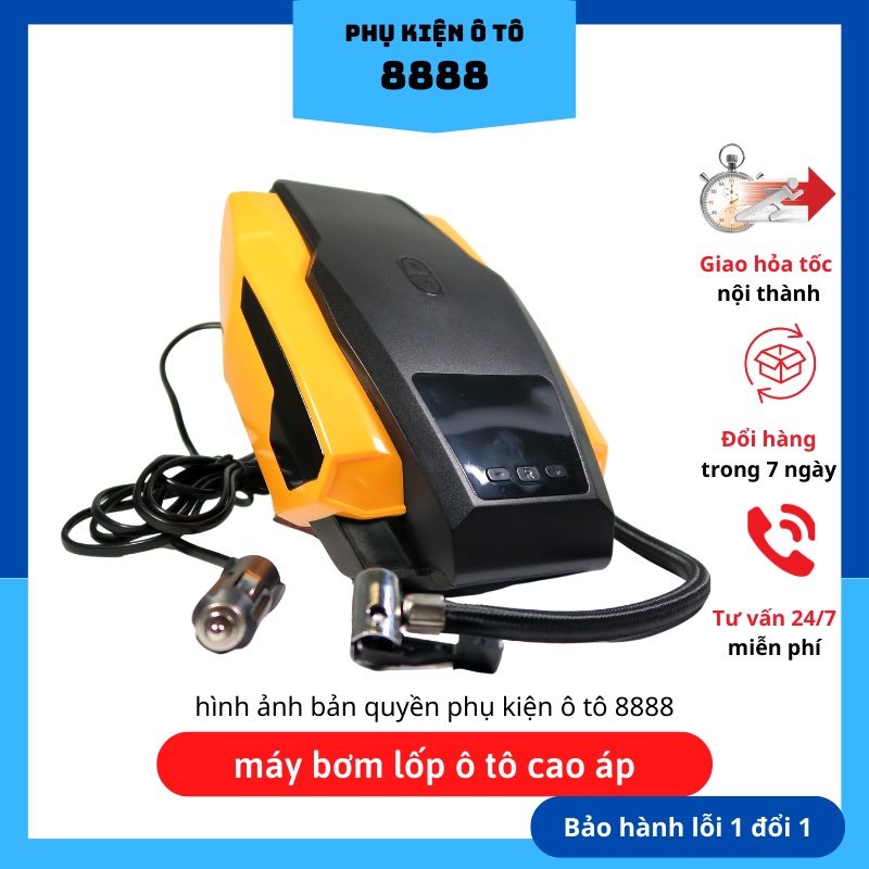 Bơm lốp xe ô tô 150PSI, 120W, màn hình LCD, tự động ngắt, có dây, đèn LED 2 trong 1, siêu bền, bơm siêu nhanh, +bộ đầu
