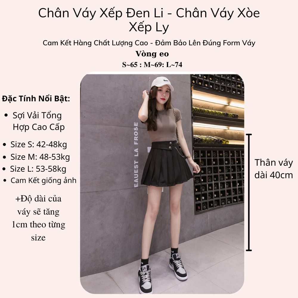 Chân Váy Đen Xếp Ly Kèm Dây Xích Cá Tính Cao Cấp Freeship, Chân Váy Xếp Li Ngắn Lưng Cao Xu Hướng Thời Trang Của Châu Á