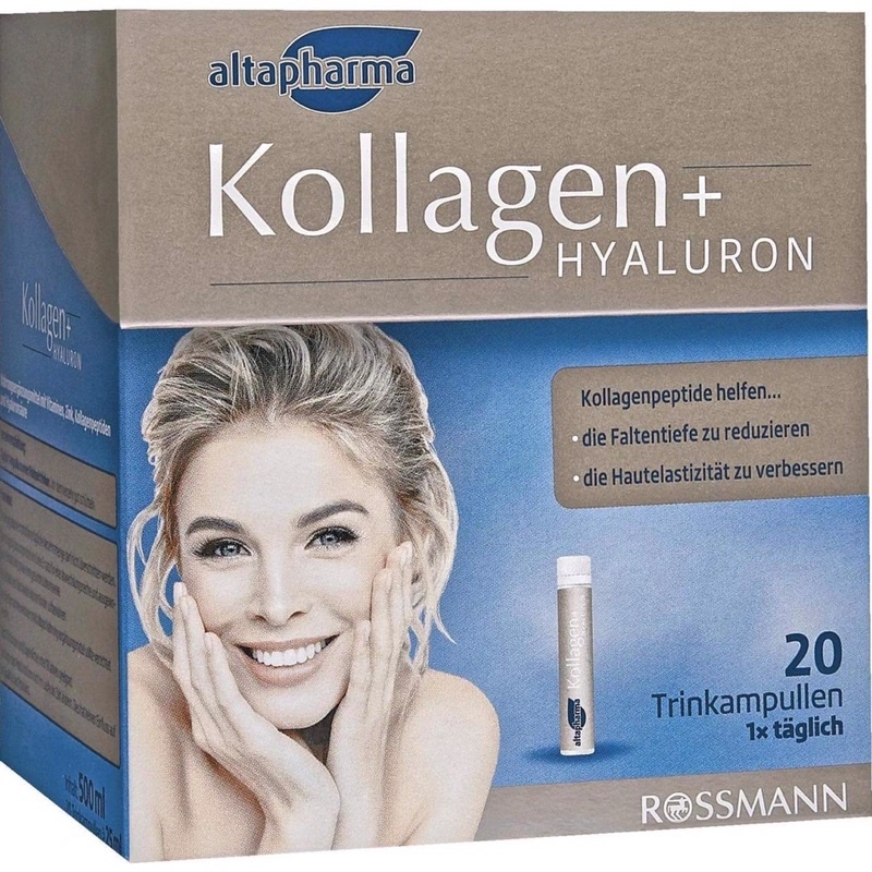 Collagen Hyaluron nước dạng ống Dưỡng Da ,Chống Lão Hoá, Tóc Chắc Khỏe Hàng Đức 20 Ống Altapharma