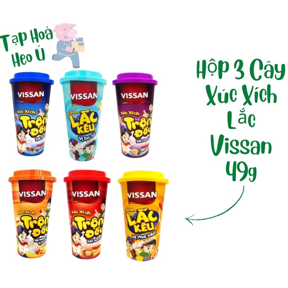[COMBO 5 Hộp] Xúc Xích Lắc Vissan Hộp 3 cây/ Heo Cao Bồi Massan Hộp 4 Cây - Giao Ngẫu Nhiên Đầy Đủ Vị Giá Tốt | BigBuy360 - bigbuy360.vn