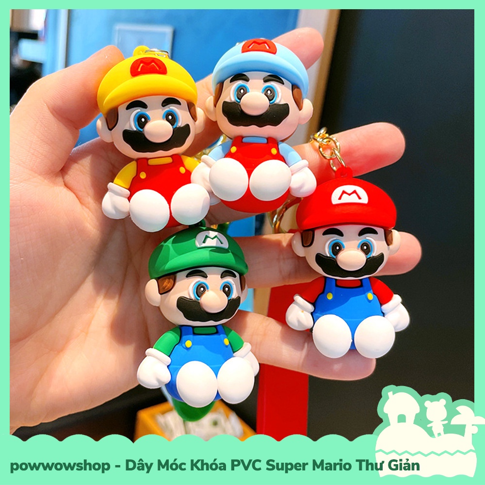 [Sẵn VN - Hỏa Tốc] Dây Móc Khóa PVC Nhân Vật Game Super Mario Toad Thư Giản Nhiều Màu