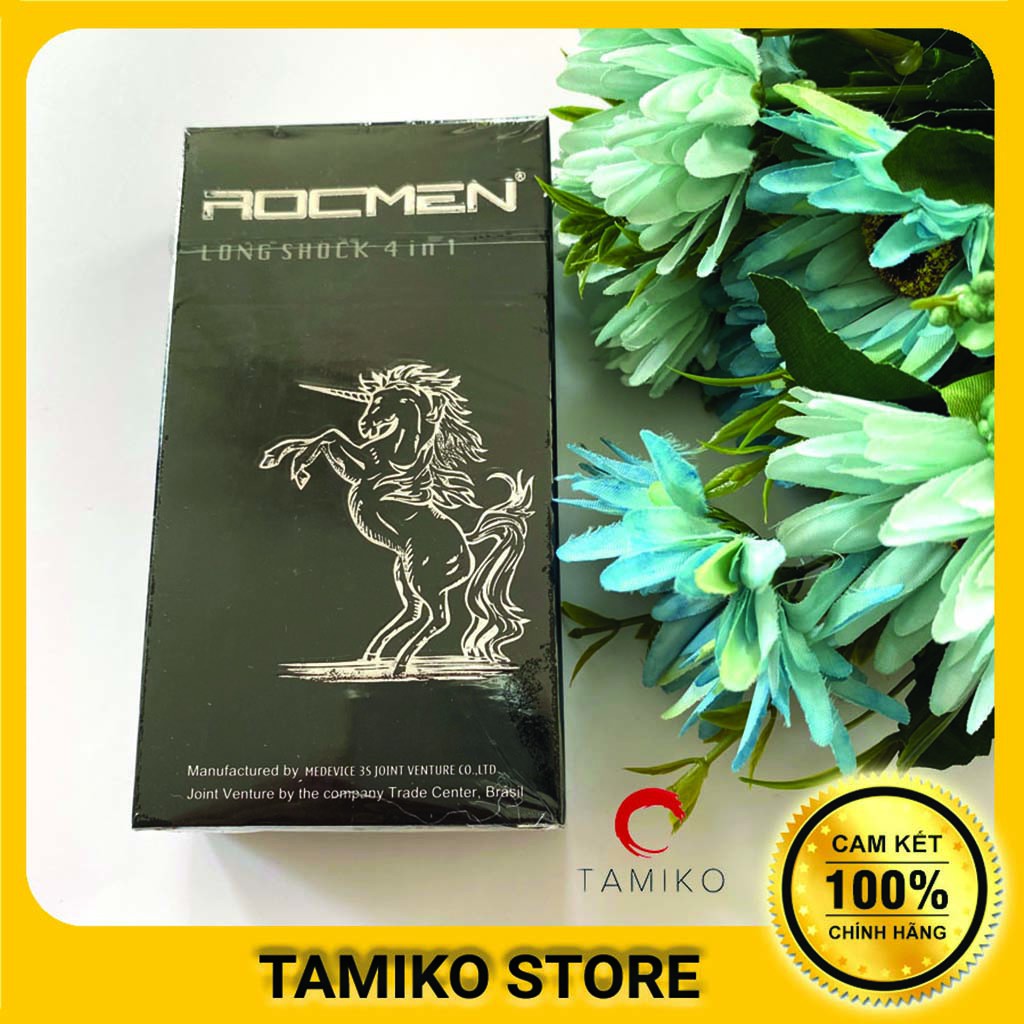 Bao Cao Su ROCMEN LONG SHOCK NGỰA ĐEN - Gân Gai Lớn -  Hộp 12 Cái- Chính Hãng Nhập Khẩu Brazil