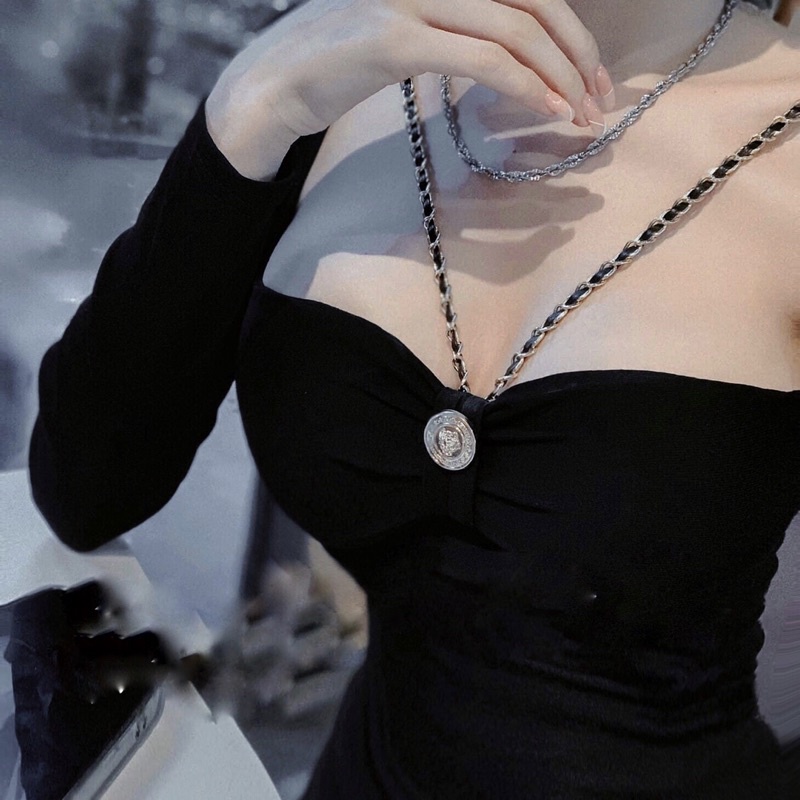 Váy body dài tay dây xích tôn dáng. Đầm cúp ngực đi tiệc loại 1