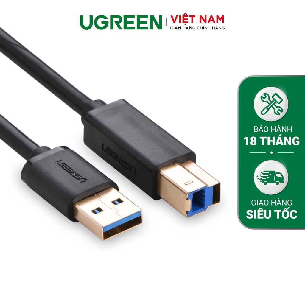 Dây máy in USB 3.0 đầu mạ vàng, dài từ 1-2m UGREEN US210