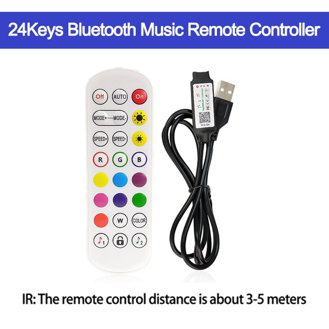 Dây đèn LED USB điều khiển từ xa 3 phím RF17 IR24 IR44 cho TV màu