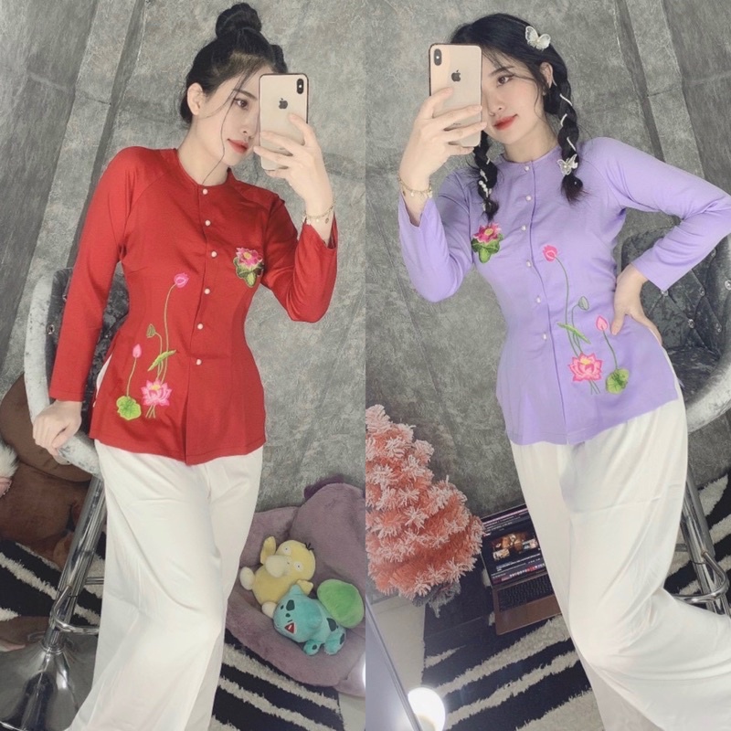 ĐỒ LAM ĐI CHÙA # BÀ BA LỤA THÊU HOA