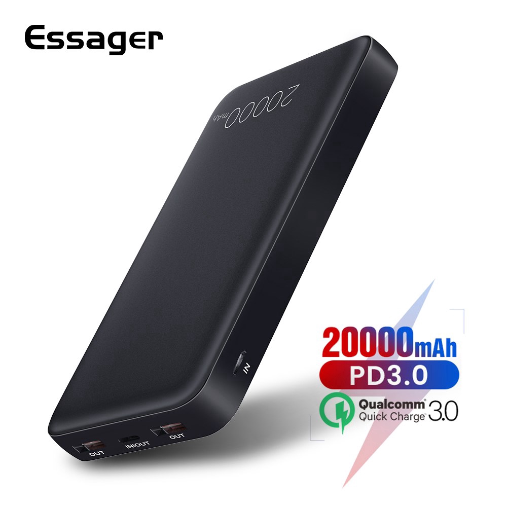 Sạc dự phòng Essager 20000mAh hỗ trợ sạc nhanh cho Powerbank Xiaomi Redmi Samsung iPhone Android Mobile Phone Power Bank