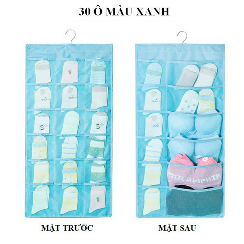 Túi treo đồ lót, vớ 2 mặt 30 ngăn