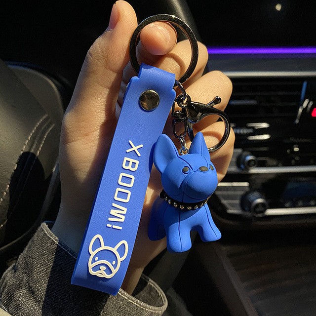 Móc khóa hình chú chó bulldog dễ thương, móc chìa khoá keychain cún dog nhiều màu