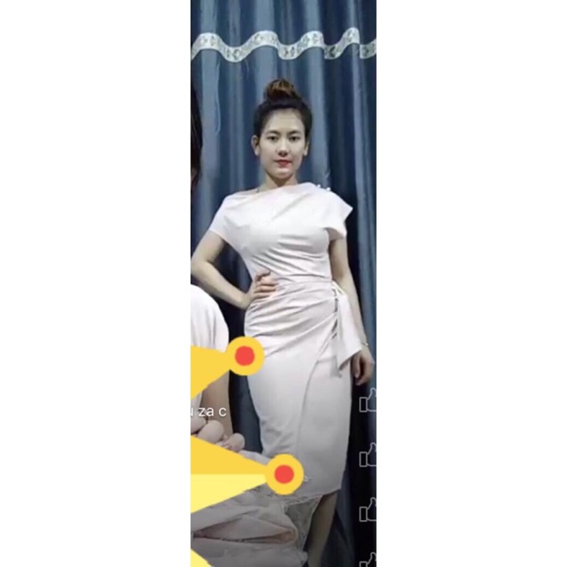 Đầm đi tiệc lệch vai đính ngọc SaMi