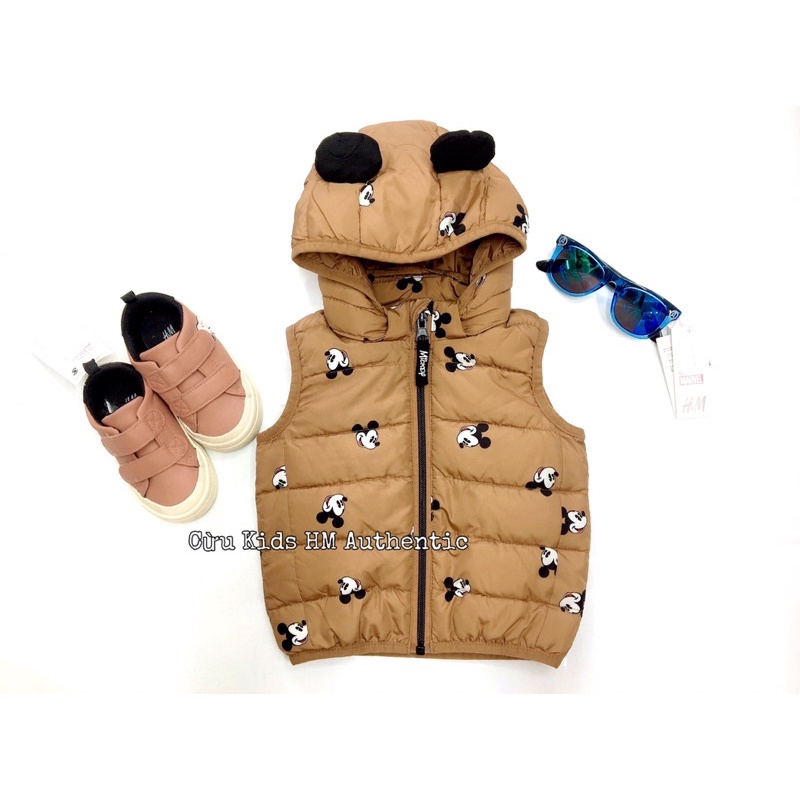 Áo phao gile mickey nâu Hm