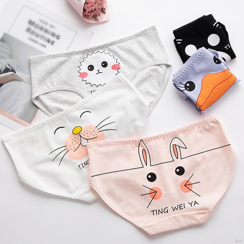 Quần Lót Cotton Không Đường May In Họa Tiết Hoạt Hình Dễ Thương Cho Nữ
