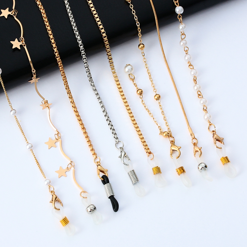 Dây Đeo Kính Mắt Hợp Kim Đính Đá Và Ngọc Trai Đẹp Mắt