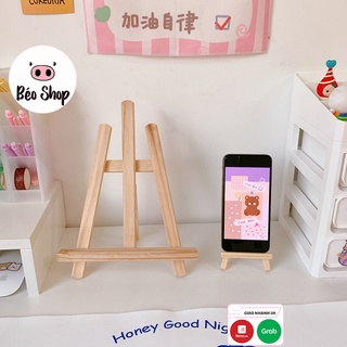 Giá đỡ điện thoại , kệ gỗ 3 chân để ipad iphone bảng gỗ khung tranh ảnh gấp gọn tiện lợi