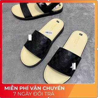 Dép nam quai ngang thêu đế cao su CỰC HOT 2021, Dép nam đẹp mang êm chân