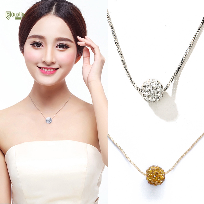 Dây Chuyền Mặt Hình Quả Cầu Đính Kim Cương Giả Thời Trang Cho Nữ