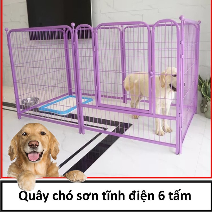Quây sắt xịn 6 tấm Size lớn 70x80cm (Đen) quây hạng nặng cho chó