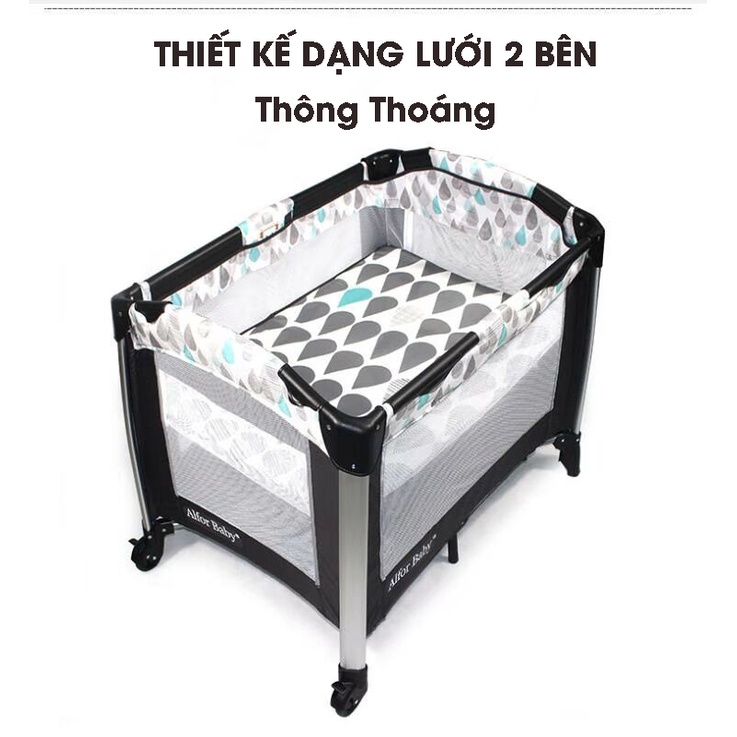 [Hàng xuất USA] Giường cũi cho bé 4 chức năng Alfor Baby, có 2 tầng, kèm theo nôi xách di động, khay thay tả