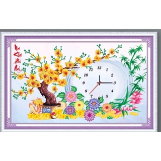 Tranh đính đá đồng hồ hoa mai lg1346 chưa đính