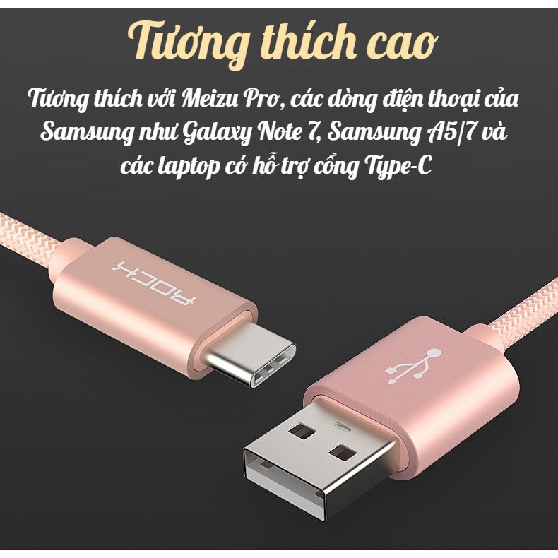 [CHÍNH HÃNG] Cáp Sạc Type-C Rock Dây Dù