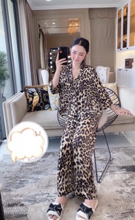 Bộ pijama da beo lụa satin cao cấp quảng châu