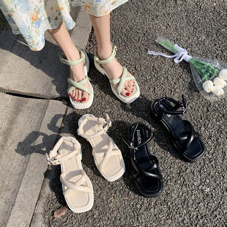 Giày Sandal Nữ Mũi Vuông Quai Chéo Thời Trang | BigBuy360 - bigbuy360.vn