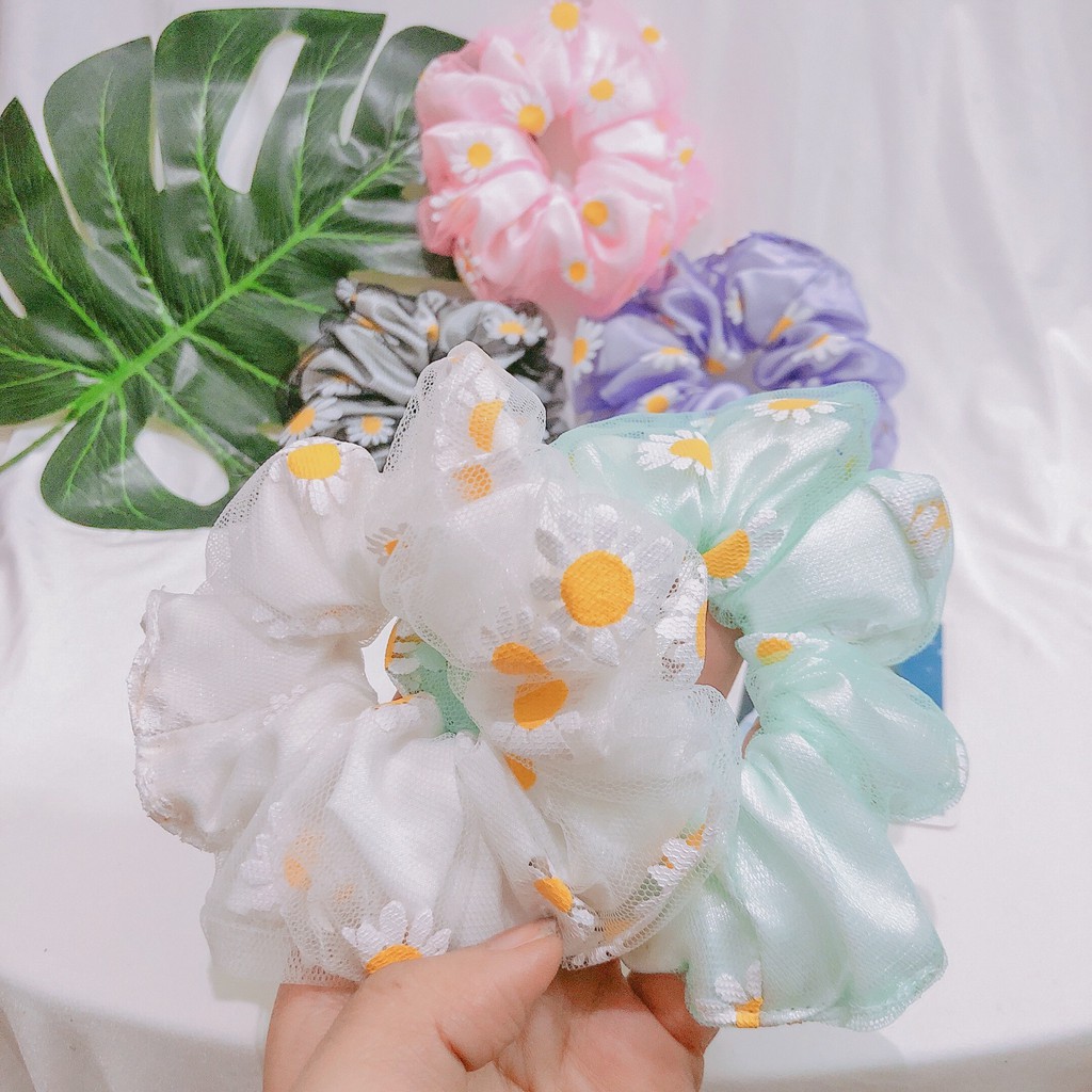 Scrunchies Dây Buộc Tóc Hình Hoa Cúc Thời Trang Hàn Quốc DAHABOO SC01