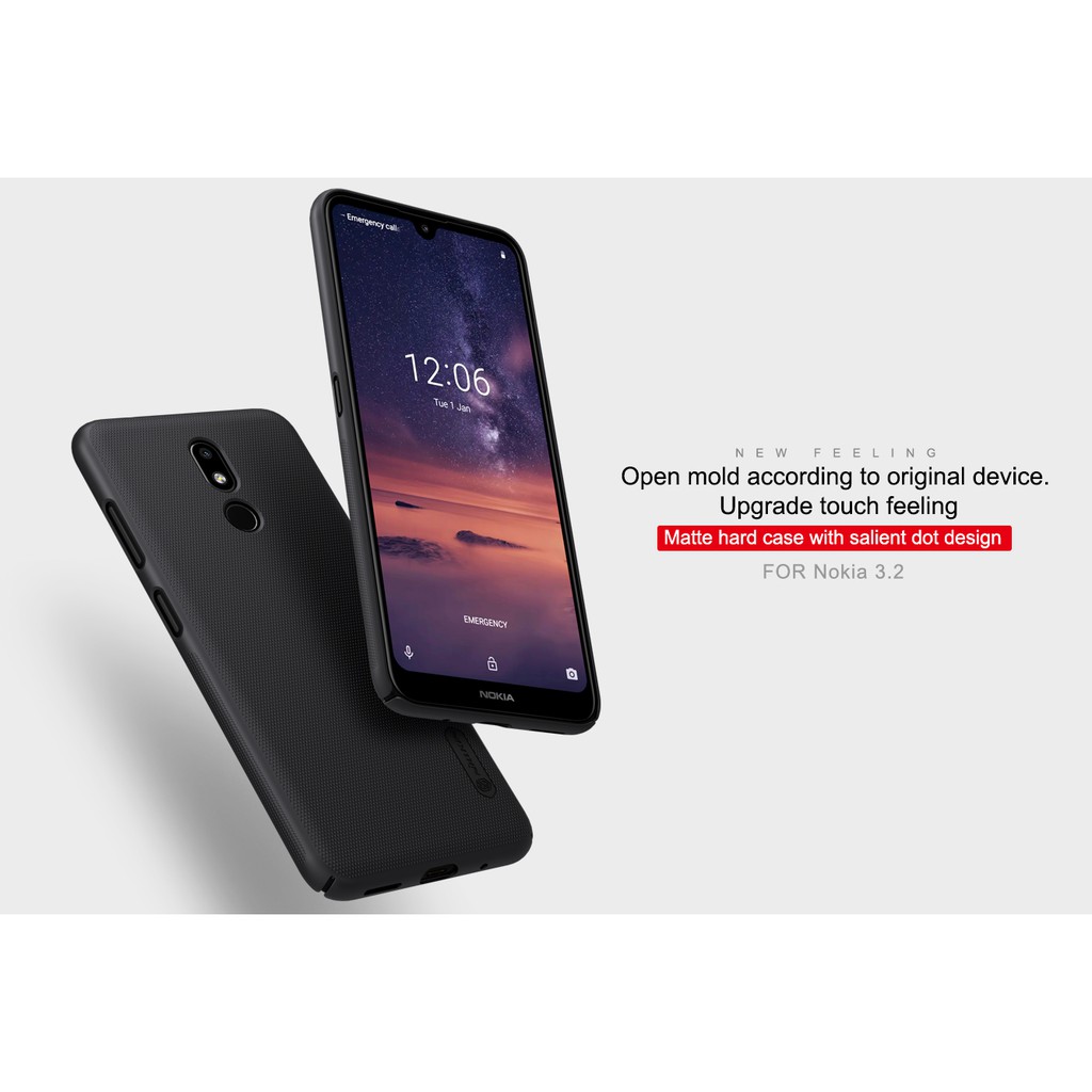 Ốp lưng Nokia 3.2 nokia3.2 - Ốp Nillkin Sần nhựa cứng chống mồ hôi, trơn trượt và bụi bẩn, cầm chắc tay