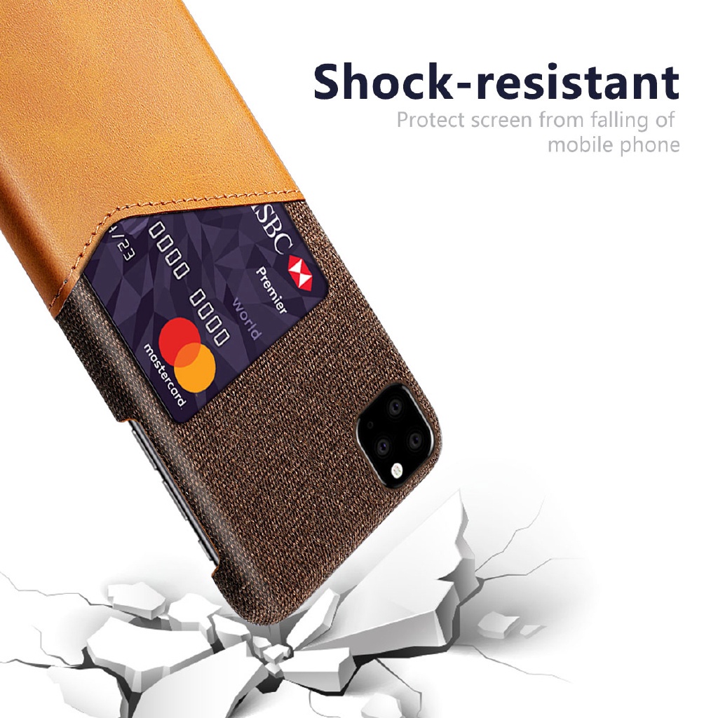 Ốp Điện Thoại Vải Mỏng Phong Cách Doanh Nhân Chống Sốc + Ngăn Đựng Thẻ Bằng Da Cho IPhone 14 Pro 14 Max 14 Pro Max 13 Pro Max 13 Mini 12 Pro 12mini