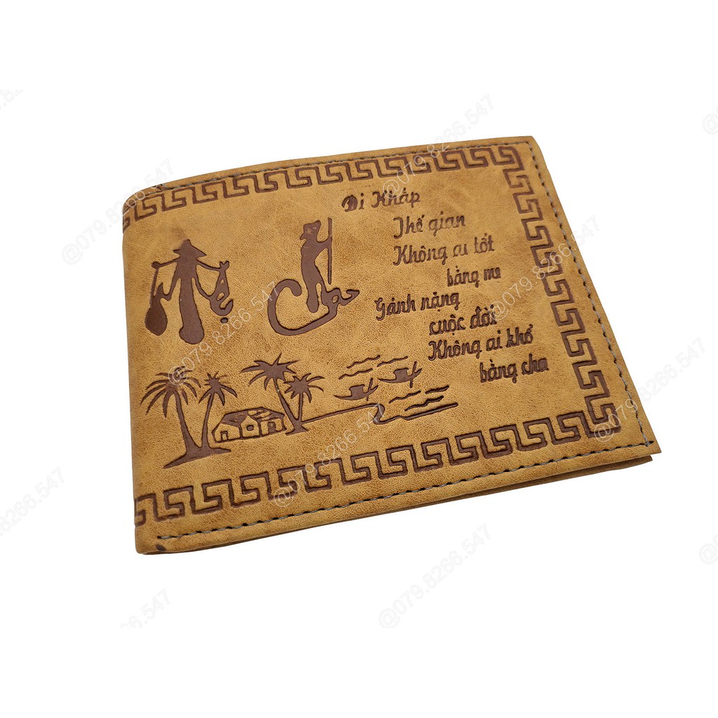 Bóp nam BNGR-642 da PU in hình cha mẹ đẹp mắt | BH 12 tháng