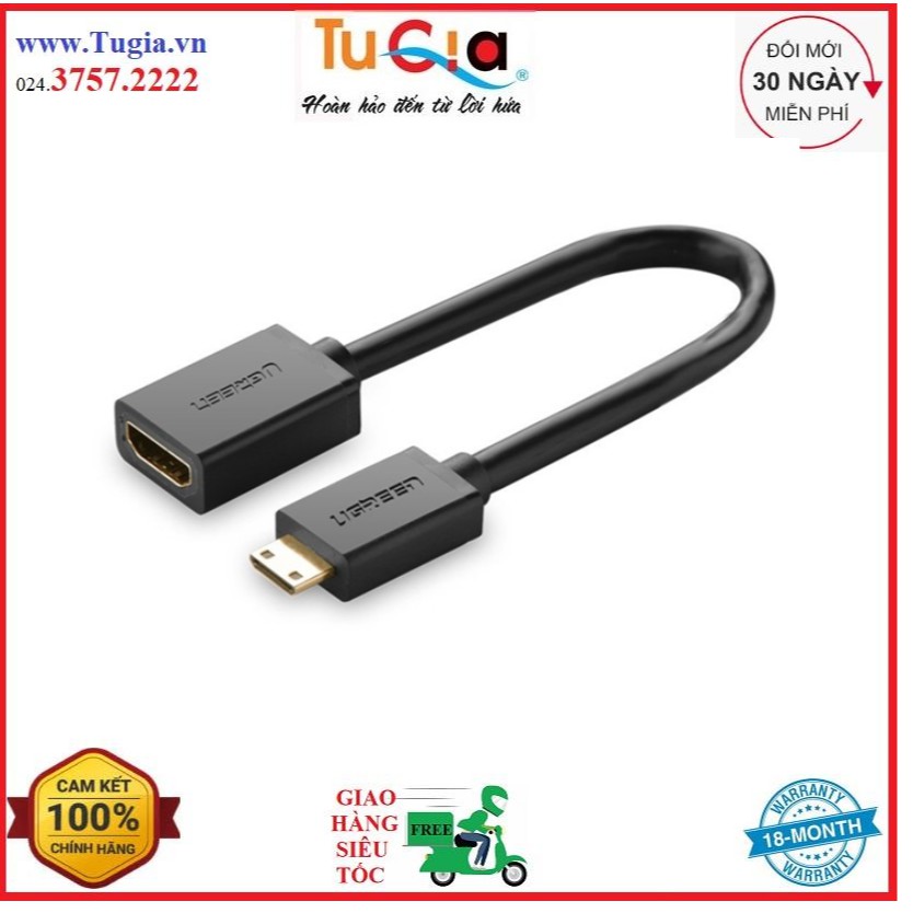 Cáp chuyển đổi mini HDMI đực sang HDMI cái dài 25CM UGREEN 20137 - Hàng Chính Hãng