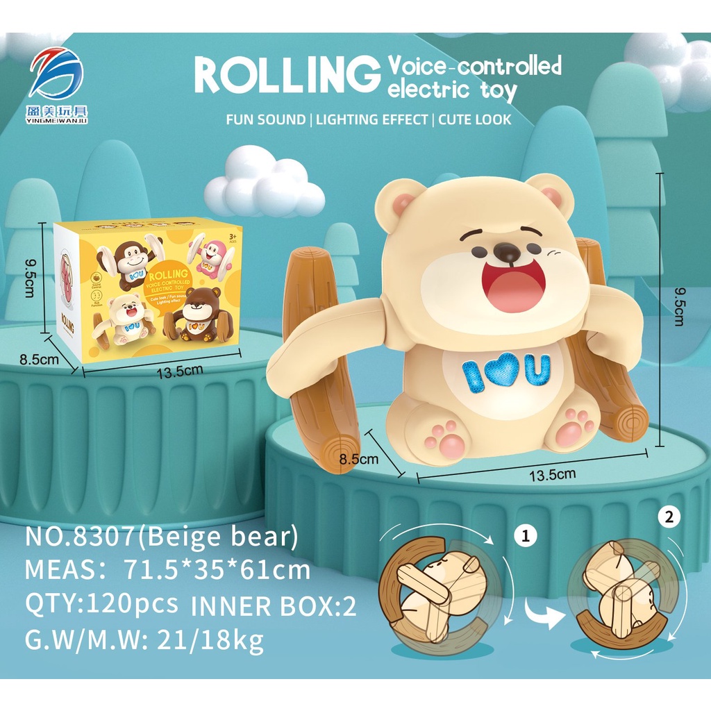 ĐỒ CHƠI MÔ HÌNH KHỈ VÀ GẤU CON BIẾT NHÀO LỘN LÀM XIẾC