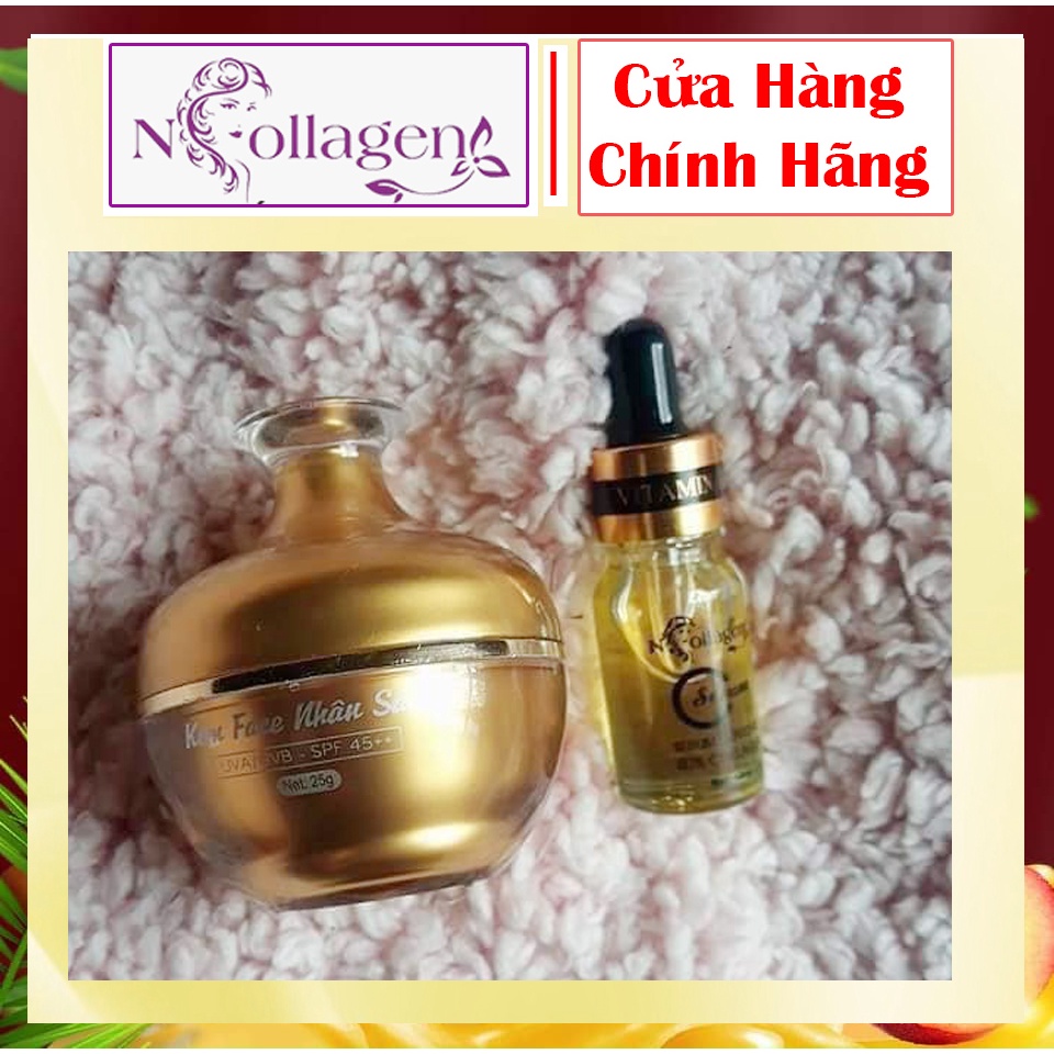 Combo kem Face Nhân Sâm+Serum Vitamin C ngừa và giảm mụn nám tàn nhan Chính Hãng N COLLAGEN - tri ân Đẹp