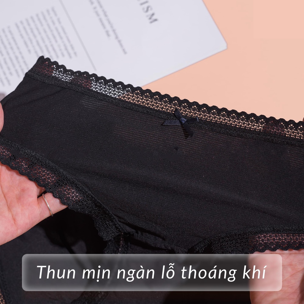 Hộp 3 chiếc quần lót nữ EMBRA cotton kháng khuẩn hoạ tiết viền hoa mã EBQL21