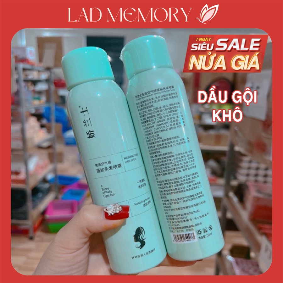 Xịt gội đầu khô nội địa Trung 150ml hết bết dính tóc, làm phồng tóc ngay lập tức