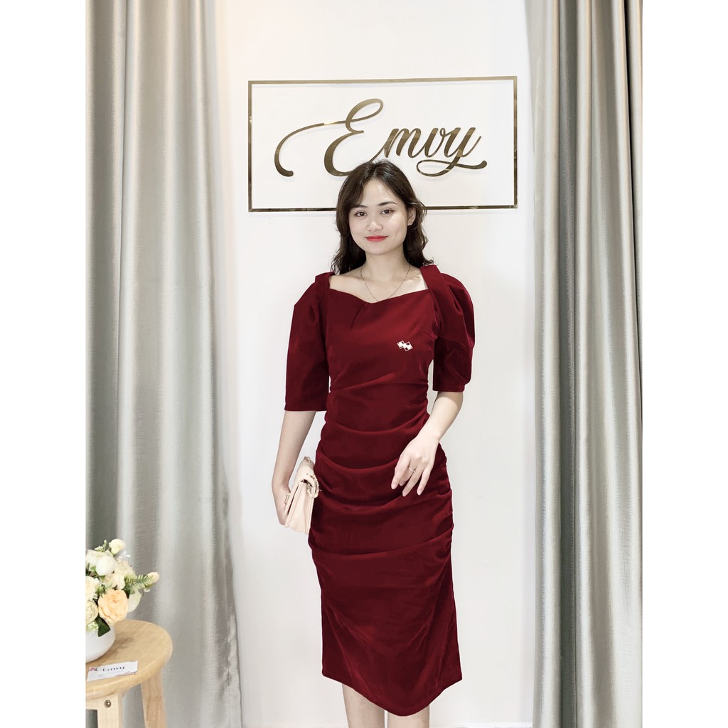 Đầm Thiết kế Body Nhung ép tay bồng Emvy - V81 | BigBuy360 - bigbuy360.vn