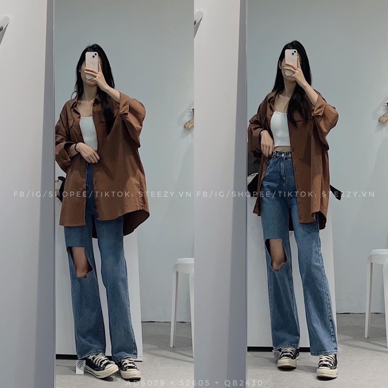 Áo sơ mi fom thụng .