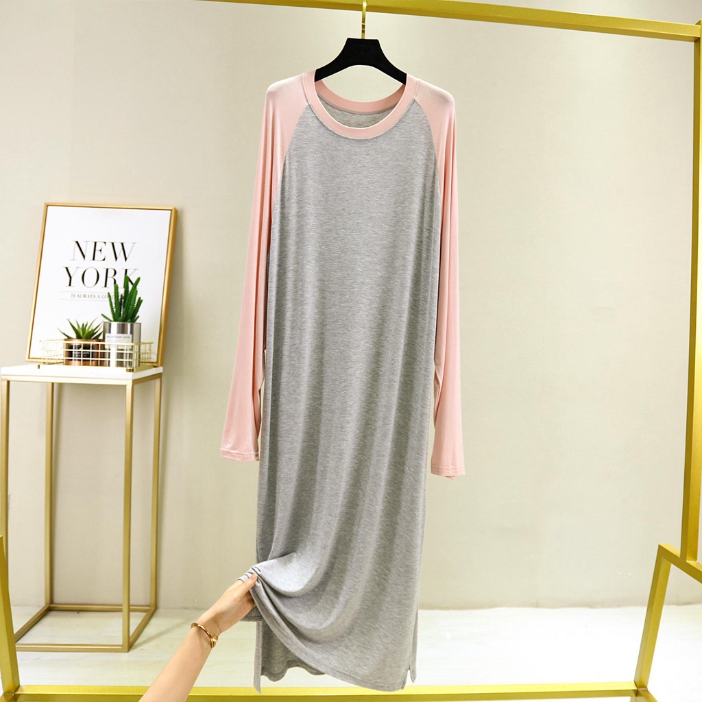 Đầm Ngủ Dài Dáng Rộng Cỡ Lớn Màu Sắc Xinh Xắn Thời Trang Mùa Thu Cho Nữ